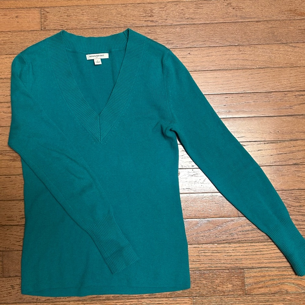 Banana Republic Turquoise Cotton-Wool Blend Sweater Size S